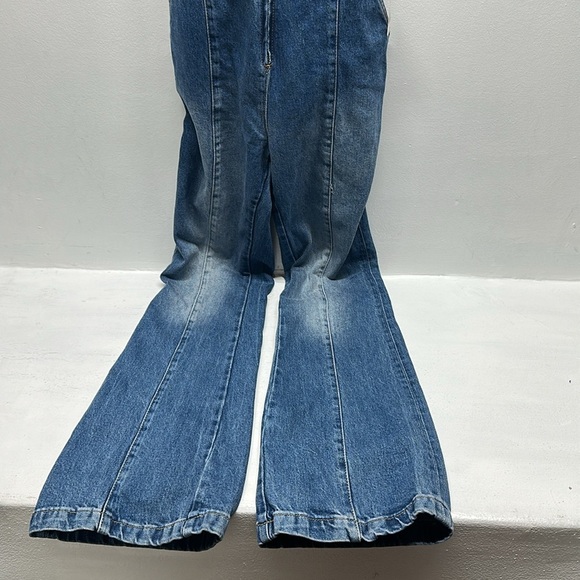 Free People We the Free Denim Camilla Slim Boot Cut Overalls Blue New NWT Medium - Picture 10 of 11
